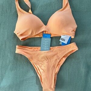H&M Vibrant Orange Ribbed Swimwear